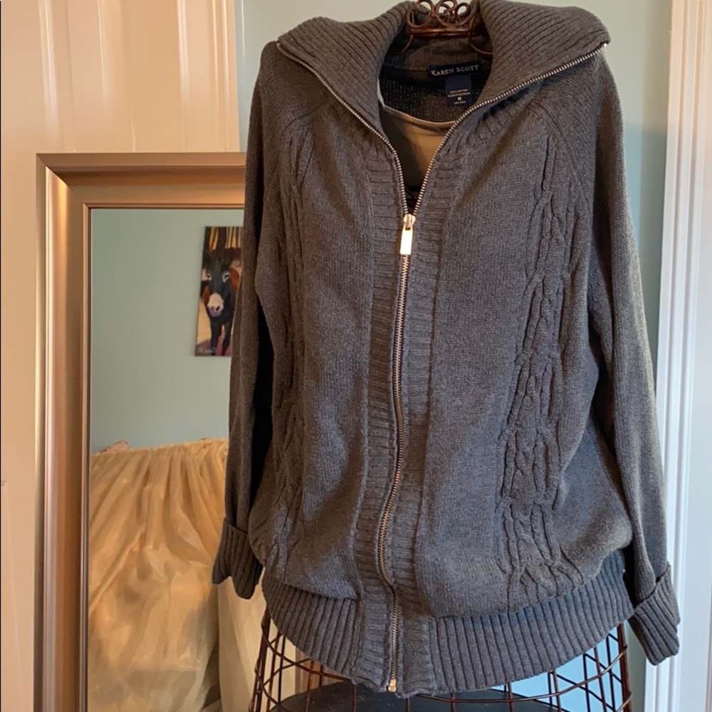 Zippered Gray Cardigan